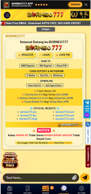 Borneo777 - Livechat - magnum888m
