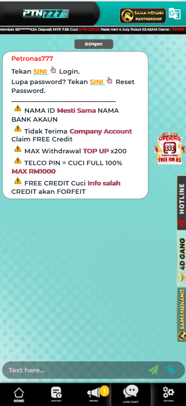 PETRONAS777 - Livechat - magnum888m